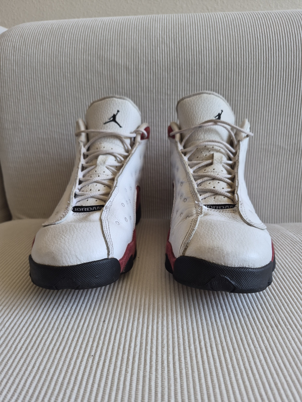 Jordan Kids White and Red High-Top Basketball Sneakers Size 7Y